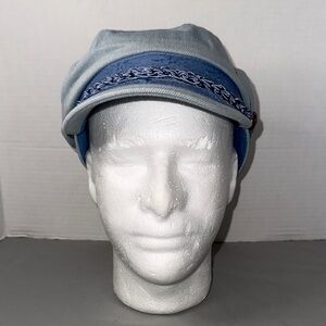 Epoch Sz S/M Stylish Blue Greek Fisherman Sailor Newboy Flat Cap Braided Band